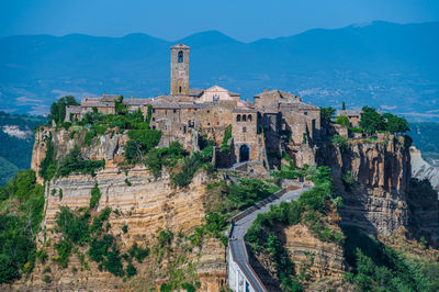 The ancient village of civita di bagnoregio, also called the diying city, in the region of tuscia