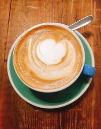 High angle view of coffee on table