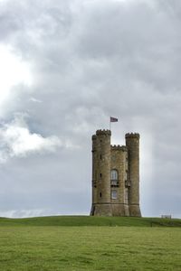 Broadway tower landscape view with viewing bench