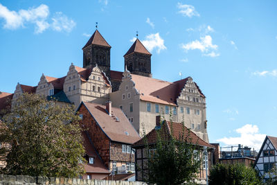 Low angle view of buildings against sky