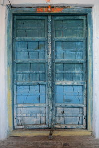 Close-up of closed door of house