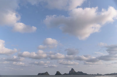 Low angle view of cloudy sky over land