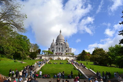 Low angle view of basilique du sacre coeur against sky