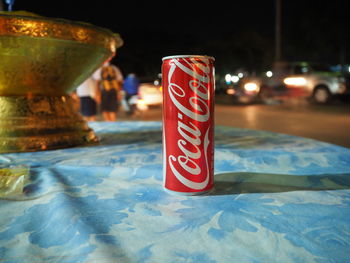 Close-up of illuminated information sign
