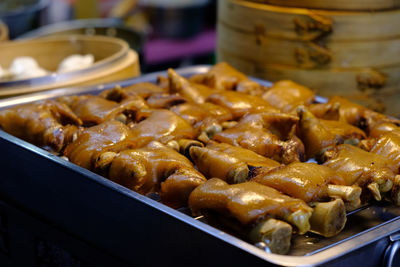 High angle view of food in plate on table