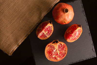 High angle view of fruits on table