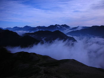 Scenic view of mountains against sky