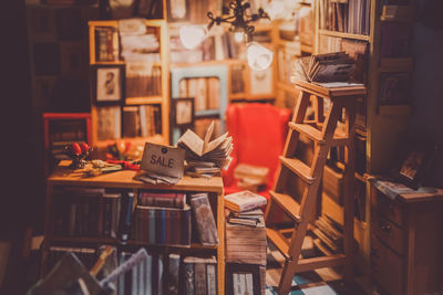 Close-up of books in shelf