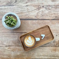 High angle view of coffee on table