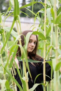 Portrait of young woman outdoors