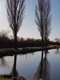 Scenic view of lake against clear sky