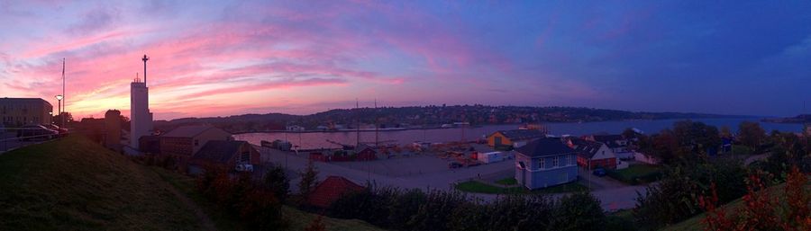 View of built structure at sunset