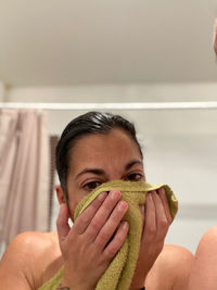 Portrait of man eating food