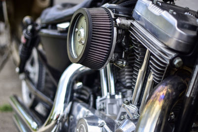 Close-up of motorbike