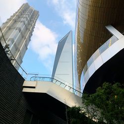 Low angle view of modern buildings against sky