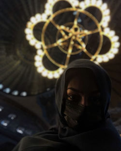 Portrait of person wearing mask