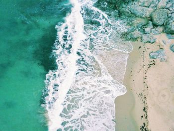 High angle view of shore at beach