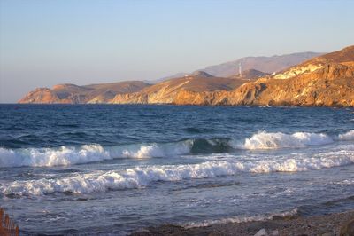 Scenic view of sea against clear sky