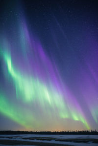 Scenic view of snow against sky at night