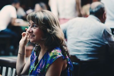 Portrait of woman looking away