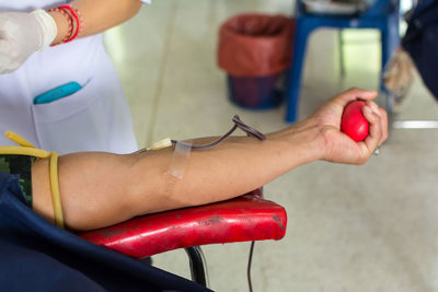 Cropped image of person during blood donation