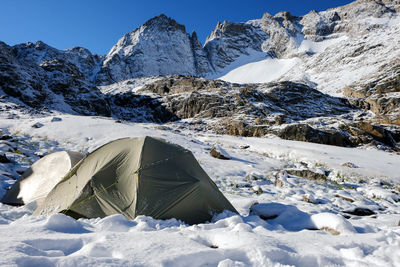 Snow covered mountain against sky