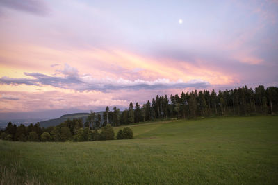 Scenic view of landscape against sky during sunset