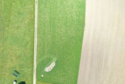 High angle view of soccer field
