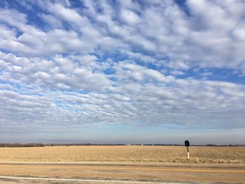 Scenic view of landscape against cloudy sky