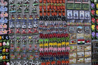 Full frame shot of multi colored pencils in row