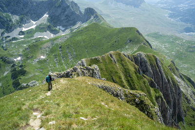 High angle view of mountain range