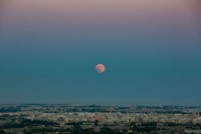 View of hot air balloon against clear sky