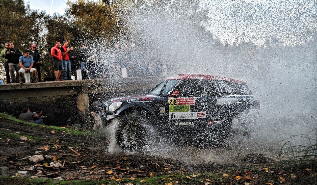 tree, wet, car, land vehicle, real people, water, nature, outdoors, day, people