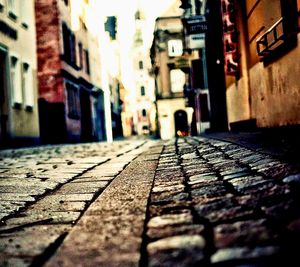 Narrow alley along buildings