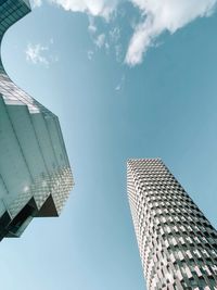 Low angle view of skyscraper against sky