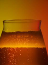 Close-up of beer glass