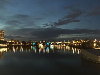 View of illuminated city at night