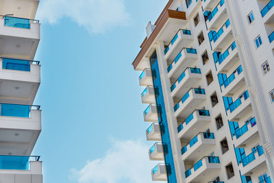 Exterior view of a modern complex of new apartment buildings. outside view of the street.