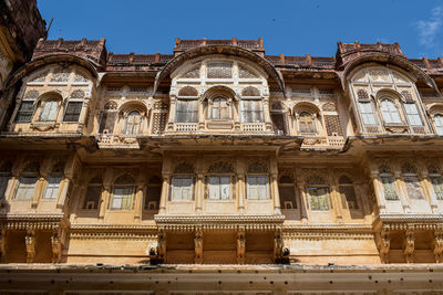 Low angle view of historical building against sky