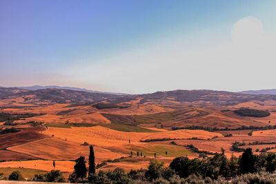 Scenic view of landscape against clear sky