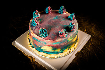 High angle view of multi colored pencils on table