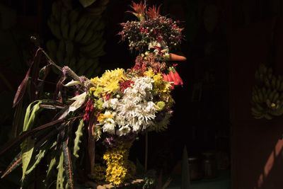 Flower bouquet at night