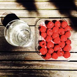 Directly above shot of strawberries in plate