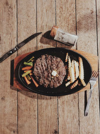 High angle view of food on table