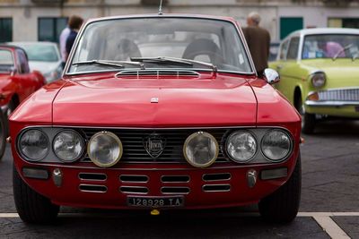 View of red vintage car