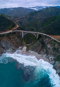 Bixby creek bridge also known as bixby canyon bridge, on the big sur coast of california. drone