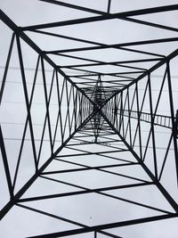 Low angle view of electricity pylon against sky