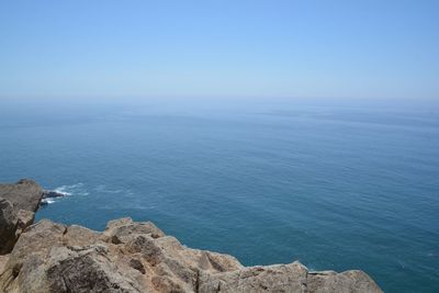 Scenic view of sea against blue sky