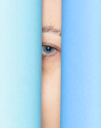 Portrait of woman with blue eye