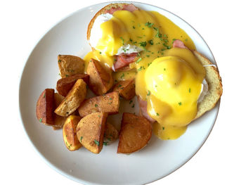 High angle view of breakfast in plate